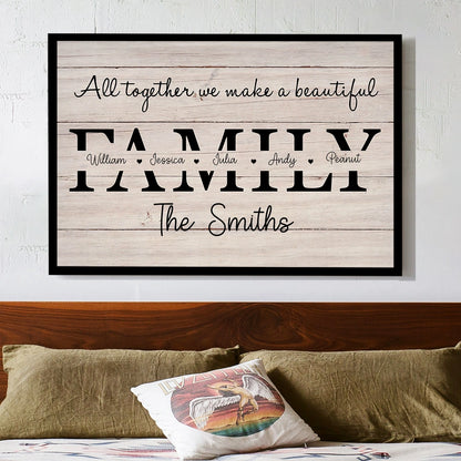 All Together We Make a Beautiful Family Personalized Poster – Custom Name Wall Art, Unique Gift for Housewarming or Christmas