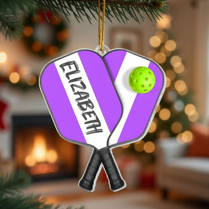 Personalized Acrylic Ornament, Purple Pickleball Christmas Tree Keepsake, Creative Gift for Players and Teams