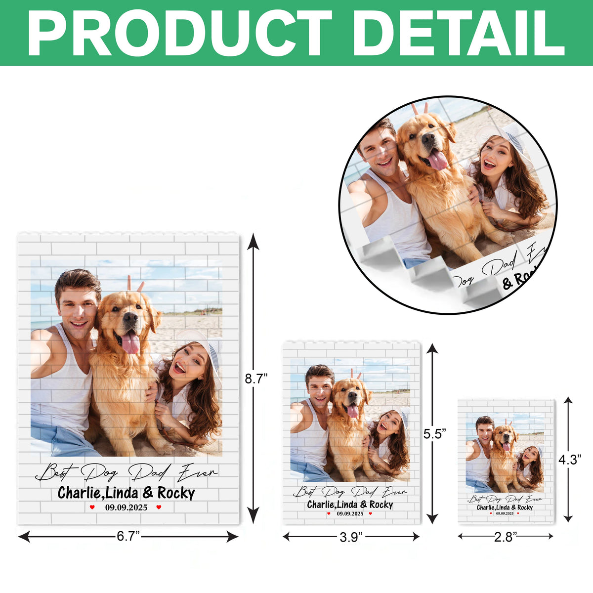 PVC Building Brick Puzzle Personalized Photo Keepsake - Happy Beach Moment with Your Dog, A Unique Gift for Dog Parents