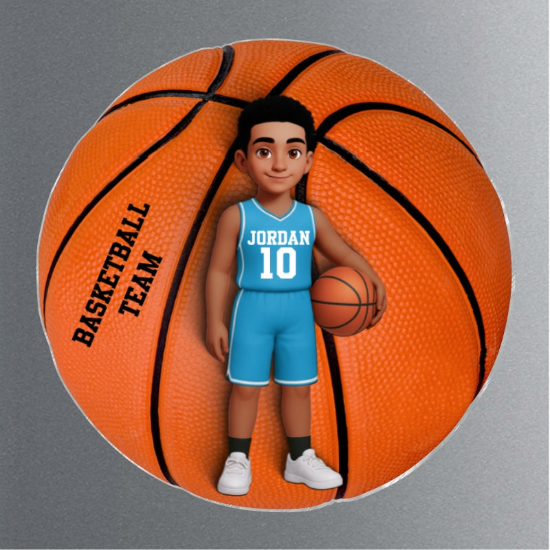 Personalized Acrylic Fridge Magnet with Cartoon Basketball Player, Unique Gift for Son or Daughter