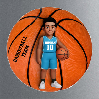 Personalized Acrylic Fridge Magnet with Cartoon Basketball Player, Unique Gift for Son or Daughter