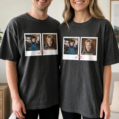 Classic Tee With Childhood Photo Print, Cozy Couple Matching Look, Unique Creative Gift For Him & Her
