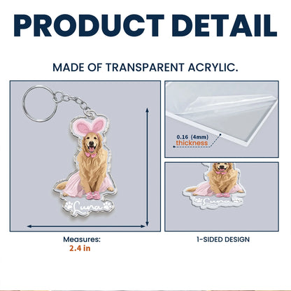 Custom Pet Portrait Acrylic Keychain, Cute Cartoon Dog Or Cat Charm Gift For Her & Pet Owners