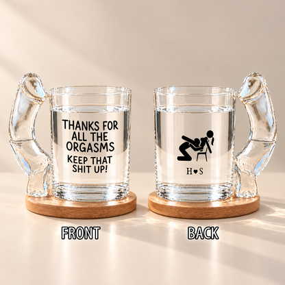 Personalized Glass Mug with Naughty Quote and Couple Illustration, Unique Creative Gift for Partner
