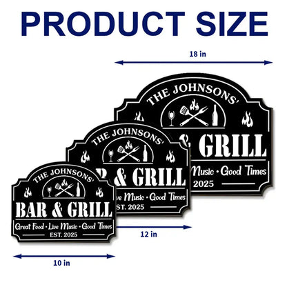 Personalized Wooden Sign with Flame & Grill Tools, Unique Gift for Backyard Bar Hosts