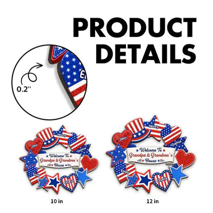 Personalized Wooden Sign, Patriotic 4th of July Porch Decor, Unique Gift for Grandparents