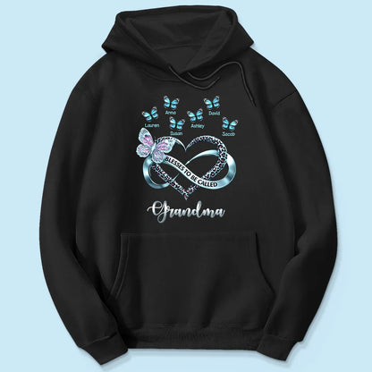 Personalized Grandma Classic Tee with Butterfly Names and Heart Design - Unique Mother's Day Gift