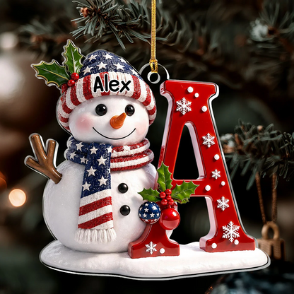 Personalized Acrylic Ornament, Cheerful Snowman on a Christmas Tree, Creative Keepsake Gift for Kids & Family