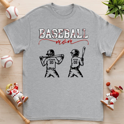 Personalized Baseball Mom Classic Tee with Custom Player Names and Numbers, Sporty Game Day Look, Unique Gift for Mom