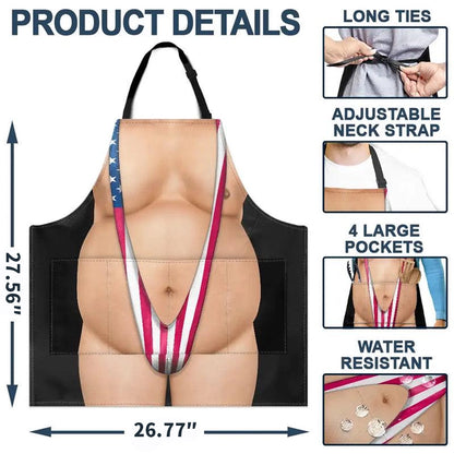 Personalized Funny BBQ Apron,Hairy Body Design For Grill Lovers, Unique Gift