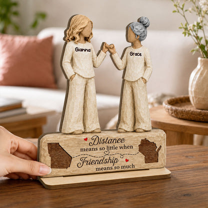 Personalized Wooden Plaque, Miles Apart Besties at Heart, Unique Gift for Long-Distance Friends