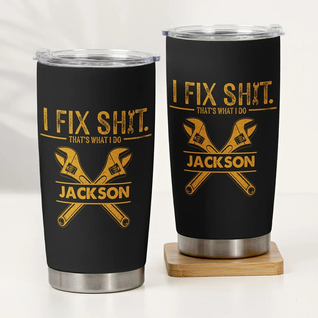 Personalized Insulated Travel Tumbler, Funny Wrench Design, Unique Gift for Dad & Handyman