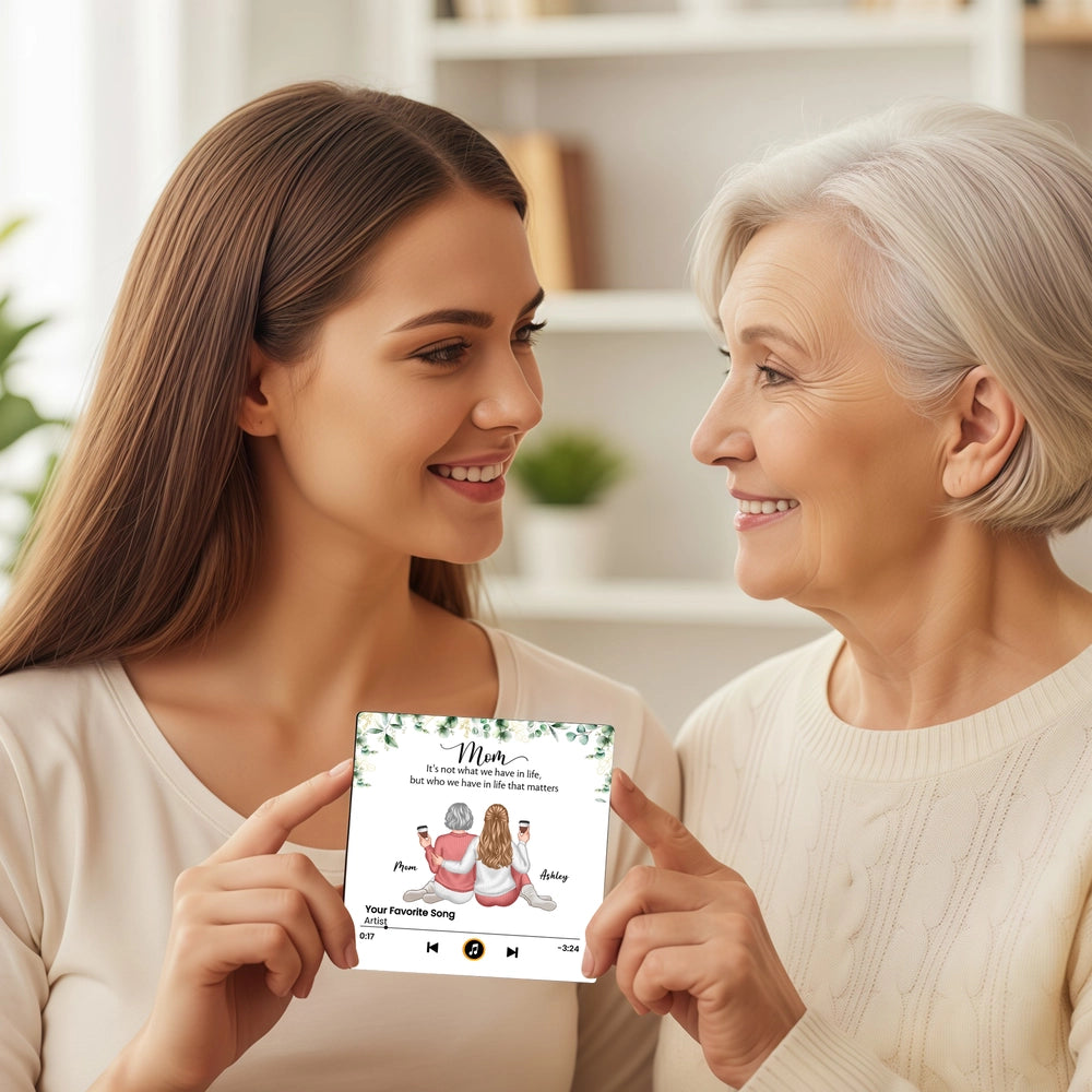 Personalized Acrylic Music Magnet for Mom and Daughter Sitting Together, Sweet Custom Fridge Decor, Unique Gift for Mom