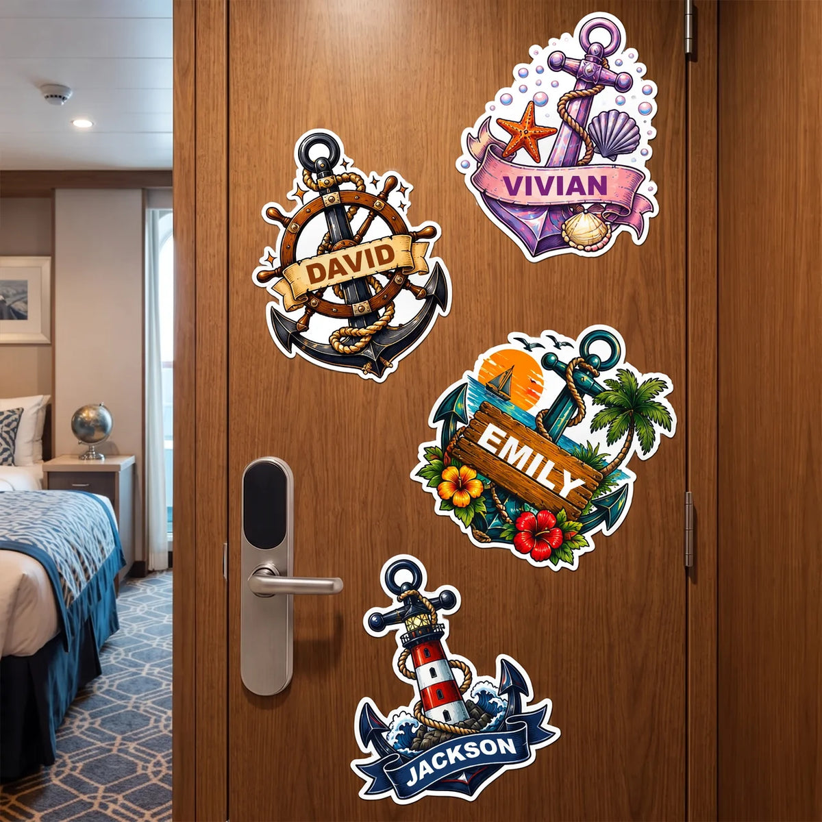Personalized Acrylic Magnet, Nautical Anchor Cruise Door Decor, Unique Gift for Family Travelers