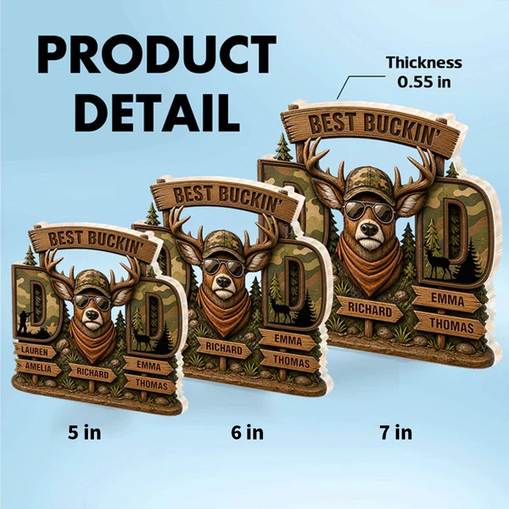 Personalized Shaped Acrylic Block Plaque with Camo Buck & Hunter Silhouette, Unique Gift for Dad