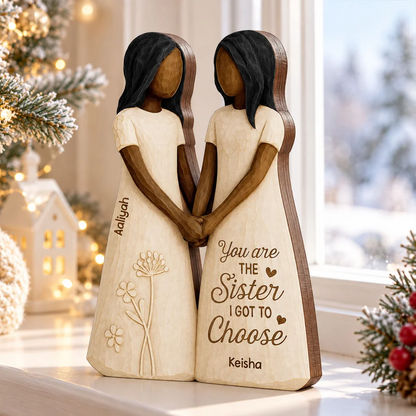 Personalized Thick Wooden Plaque, Chosen Sisters Holding Hands, Heartfelt Creative Gift for Her