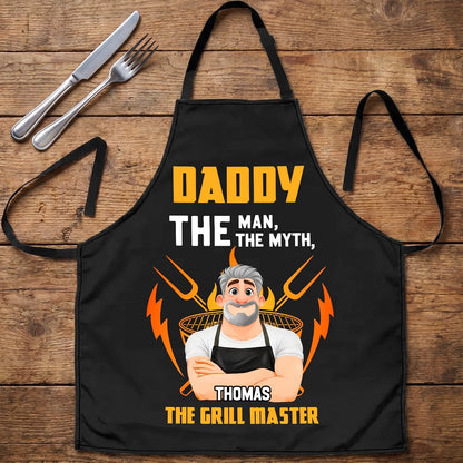 Personalized Daddy Grill Master Apron, Bold Cartoon BBQ Design, Unique Gift for Dad