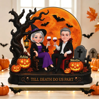 2-Layer Wooden Plaque With Till Death Do Us Part Couple, Personalized Unique Gift For Him & Her