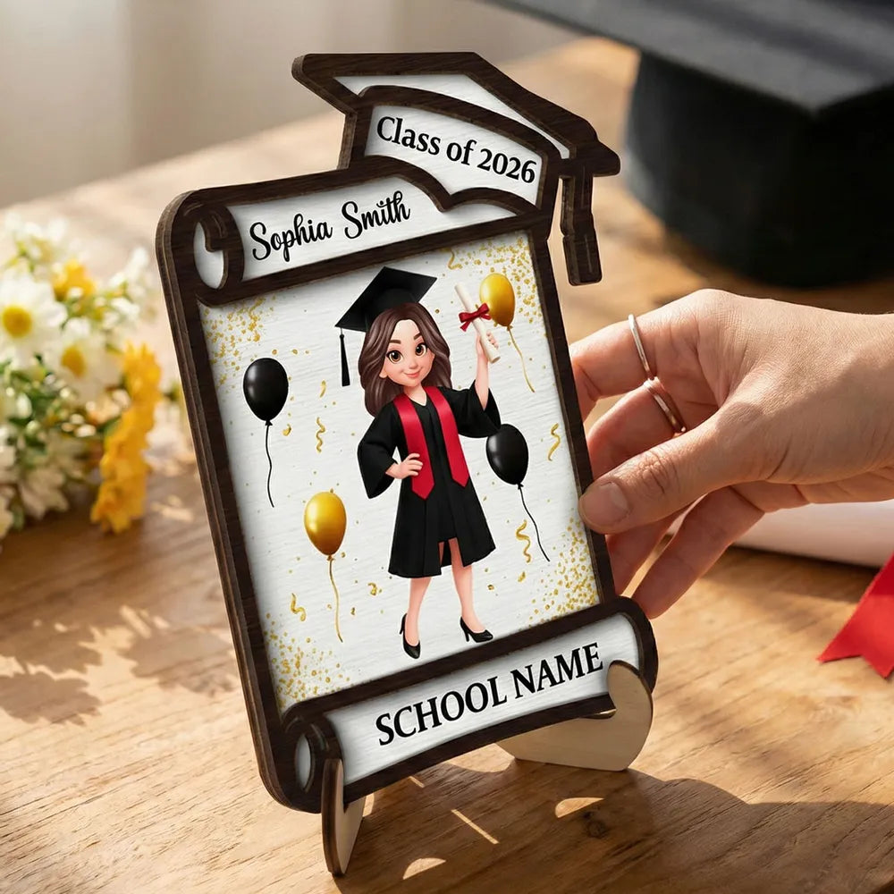Class of Graduation 2-Layer Wooden Plaque Personalized Keepsake With C ...