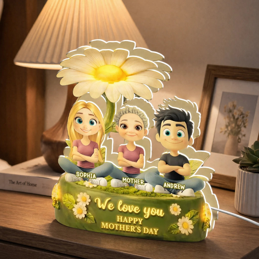 We Love You Personalized Acrylic Light Box, Soft Warm Night Light for Bedroom or Bookshelf, Memorable Gift for Mother