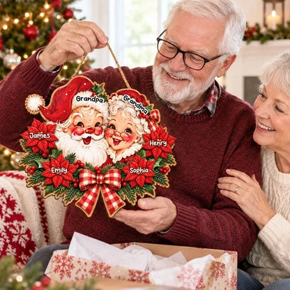 Personalized Wooden Sign with Smiling Grandparents, Vintage Christmas Decor, Unique Gift for Grandparents