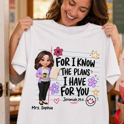 Classic Tee With Teacher Illustration & Jeremiah Verse, Creative Gift For Classroom Encouragement