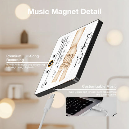 Personalized Acrylic Music Magnet with Daddy's Team Hand Fist Bump - Unique Gift for Dad for Fridge Decor