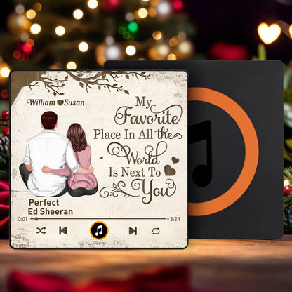 Personalized Acrylic Music Magnet for Couple – My Favorite Place Is Next to You, Romantic Fridge Decor & Unique Gift
