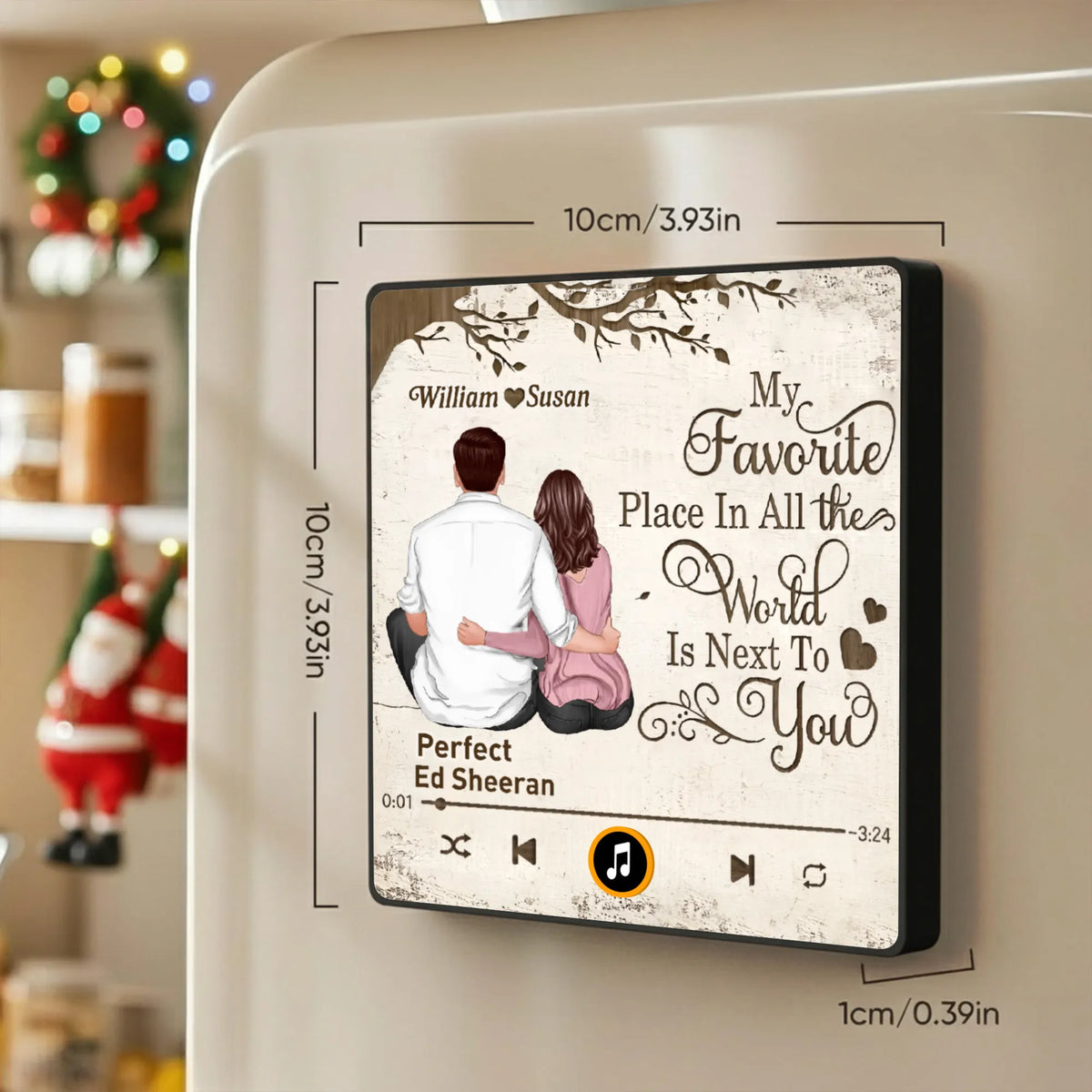 Personalized Acrylic Music Magnet for Couple – My Favorite Place Is Next to You, Romantic Fridge Decor & Unique Gift