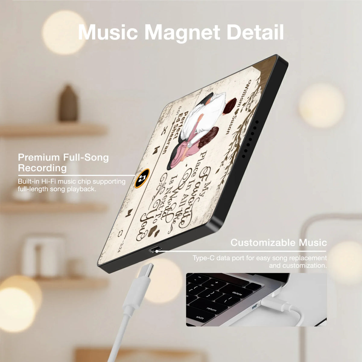 Personalized Acrylic Music Magnet for Couple – My Favorite Place Is Next to You, Romantic Fridge Decor & Unique Gift