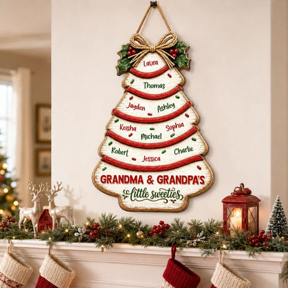 Personalized Wooden Sign, Grandma & Grandpa's Little Sweeties Decor, Unique Christmas Family Gift