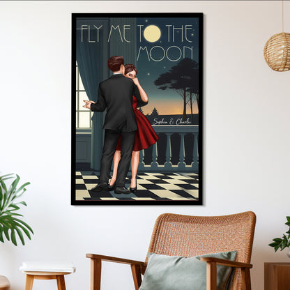 Celebrate Your Love and Passion for Dance - Couple Dancing In Moonlight Couple Anniversary Gift Valentine's Day Gift Personalized Poster