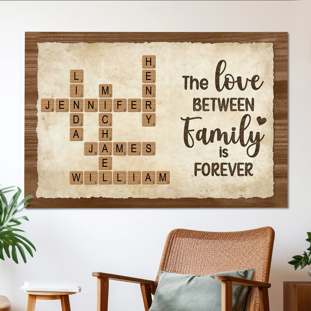 Custom Family Crossword Poster Wall Art – Personalized Names, Heartwarming Home Decor and Unique Gift for Grandparents or Parents