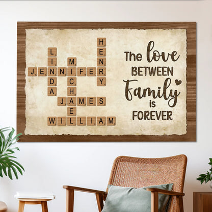 Custom Family Crossword Poster Wall Art – Personalized Names, Heartwarming Home Decor and Unique Gift for Grandparents or Parents
