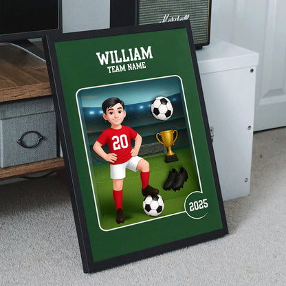 Acrylic Block Plaque - Customizable Soccer Keepsake, stadium design, player with ball - Creative Gift for Kids & Teams