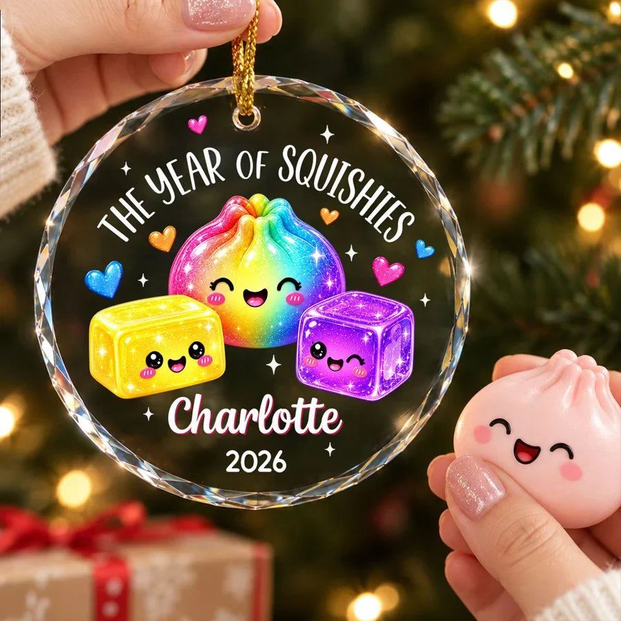 Personalized Crystal Ornament, Rainbow Squishies for a Christmas Tree, Unique Creative Gift for Kids