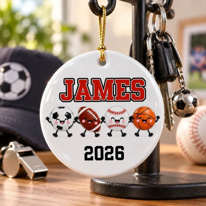 Personalized Ceramic Ornament, Smiling Multi-Sport Team Keepsake, Creative Gift for Kids and Sports Fans