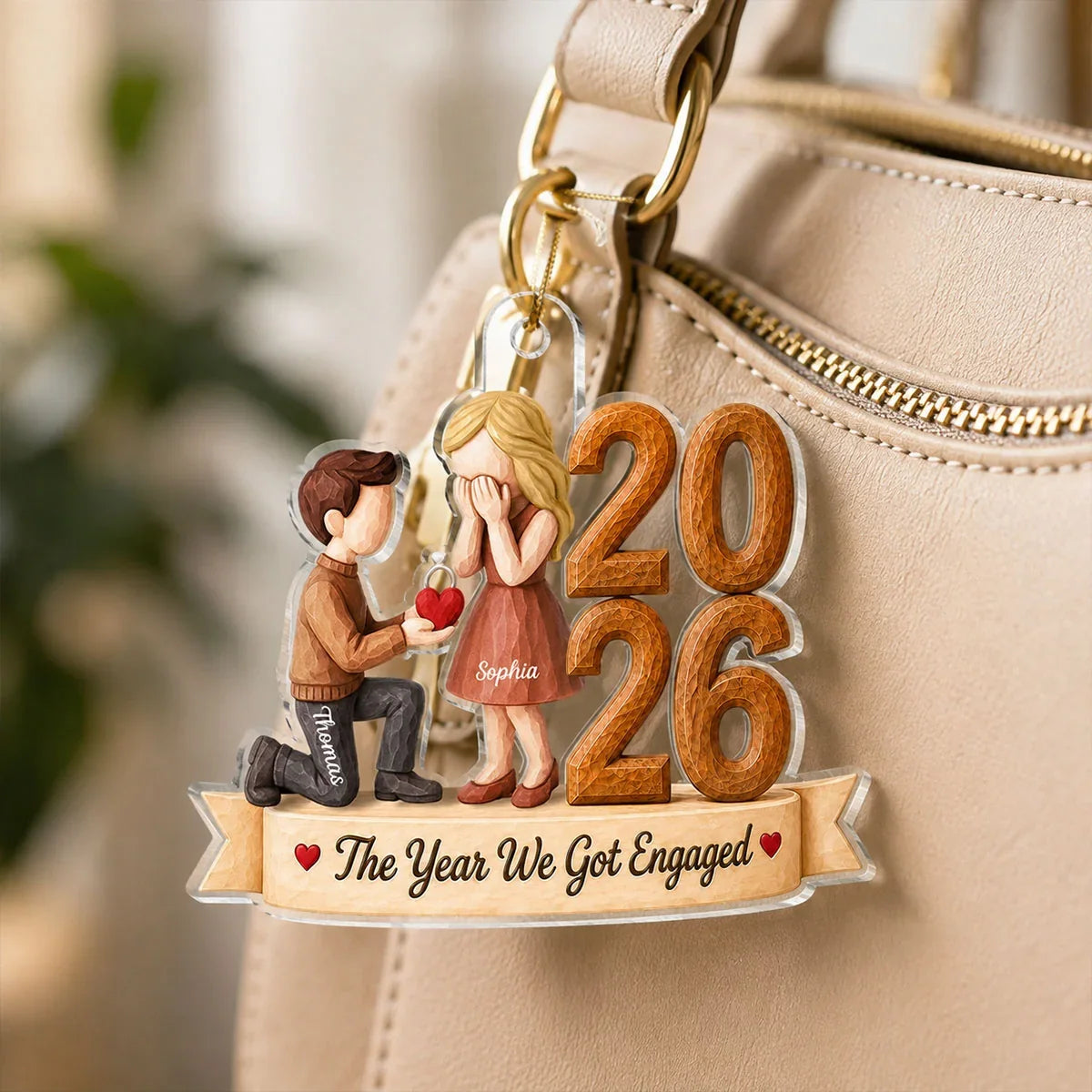 Personalized Acrylic Ornament, Kneeling Proposal Scene, Unique Engagement Gift for Couple