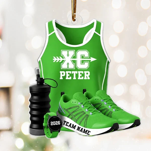 Personalized Acrylic Ornament, Red Cross Country Gear, Unique Christmas Gift for Runner