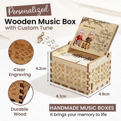 My Favorite Place Is Next To You Personalized Wooden Music Box, Sweet Couple Gift for Anniversary or Valentine's Day