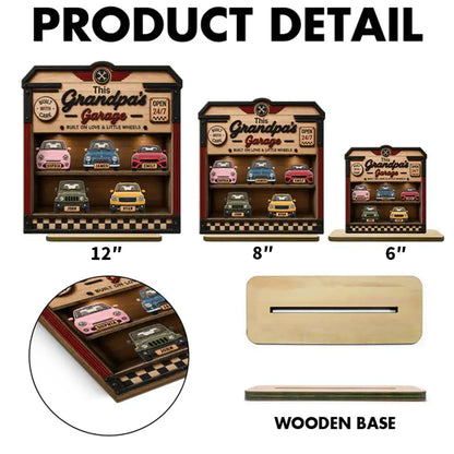 Custom Wooden Plaque for Dad or Grandpa, Warm Garage Keepsake With Little Wheels, Creative Family Gift