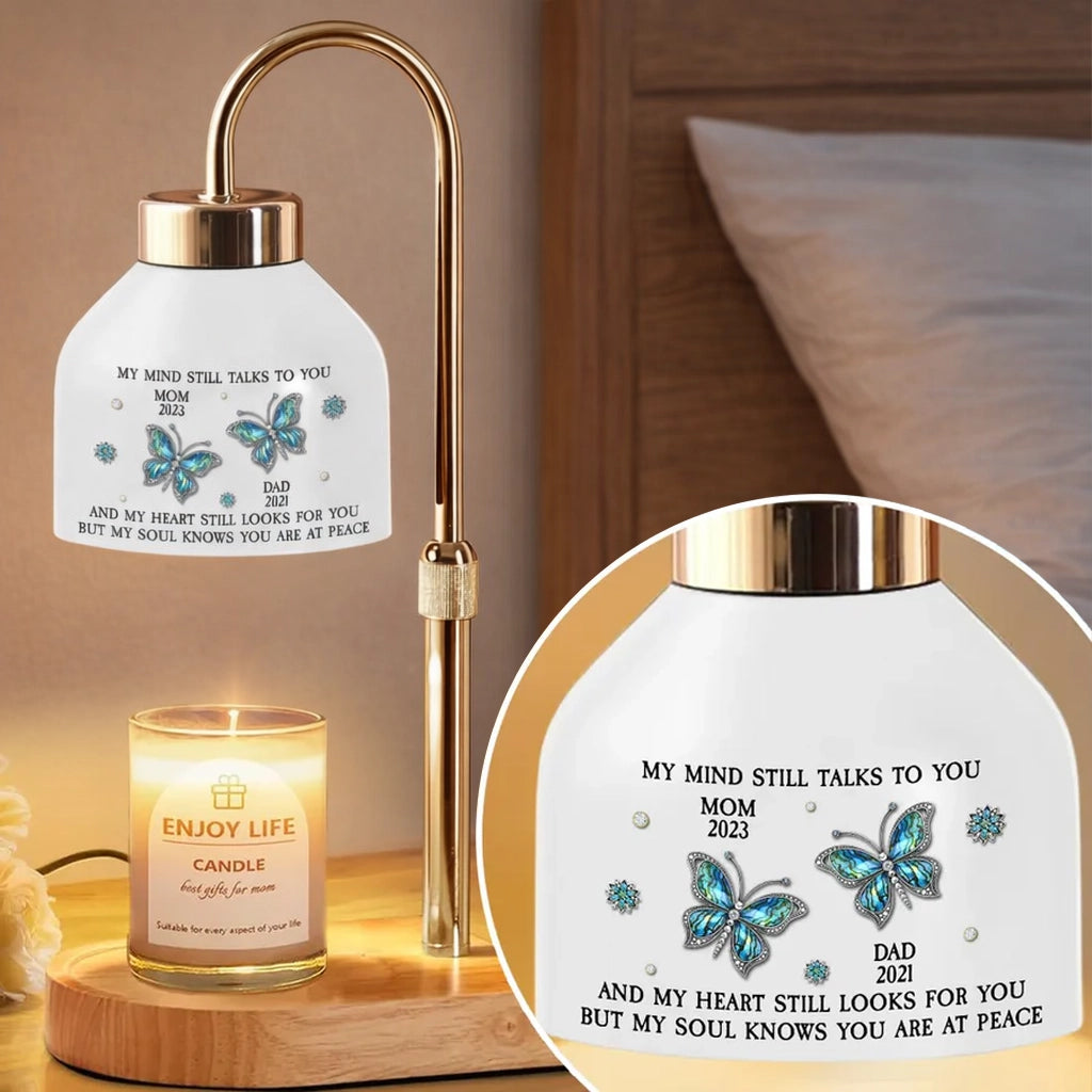 Personalized Candle Warmer Lamp With Butterfly Memorial Quote, Unique Gift for Family Remembrance