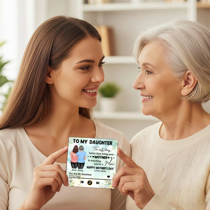Personalized Acrylic Music Magnet To My Daughter Back Hug Floral Fridge Decor Unique Mother's Day Gift