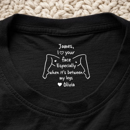 Personalized Classic Tee With Playful Inner Collar Quote, Unique Gift For Partner