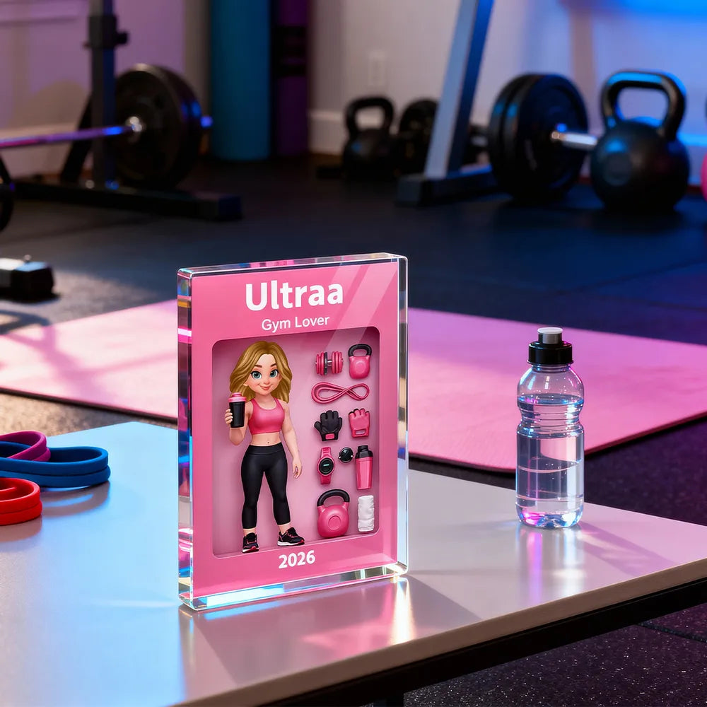 Rectangle Acrylic Block Plaque 'Stronger Everyday' Gym-Themed Desk Decor, Personalized Motivational Gift