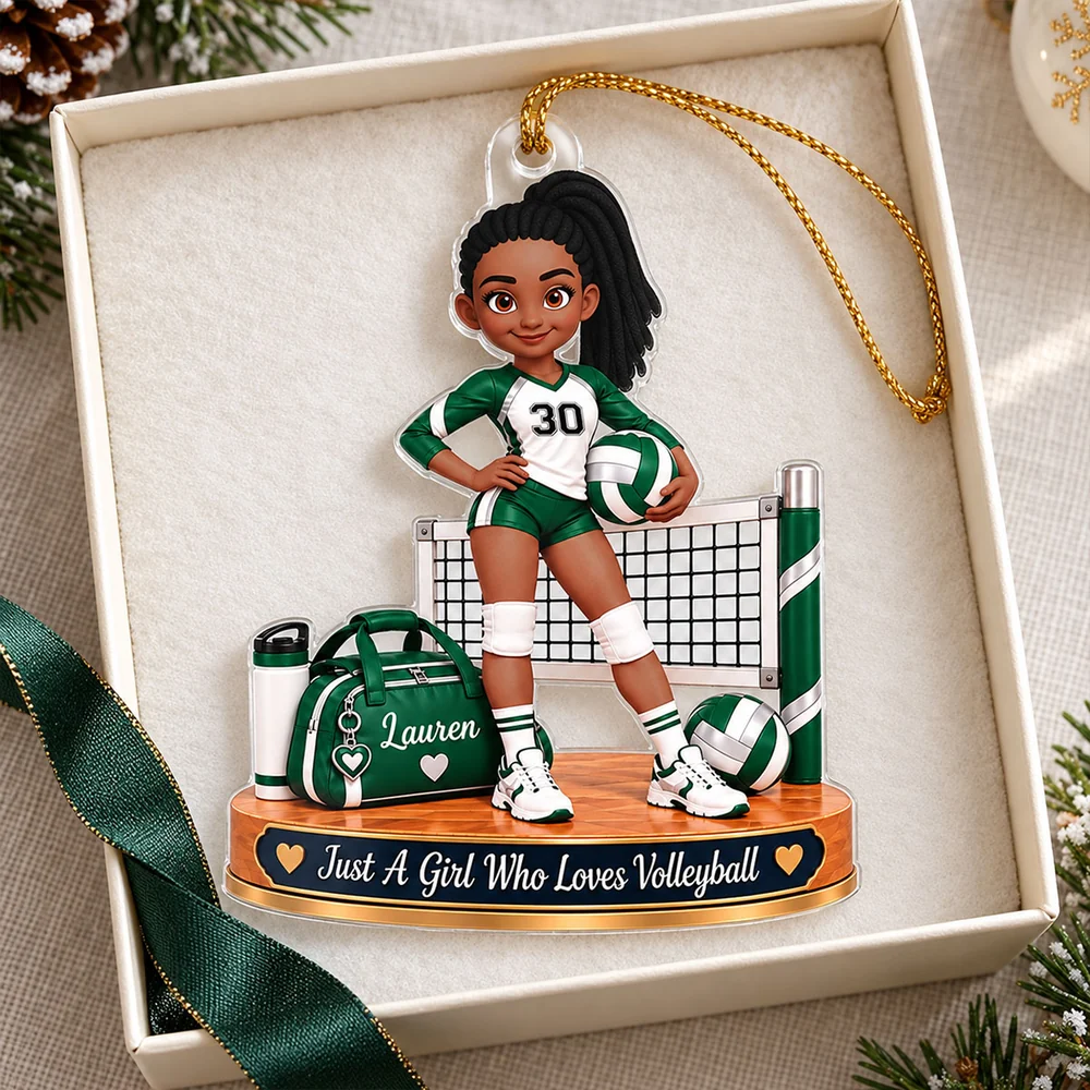 Personalized Acrylic Ornament, Girl Who Loves Volleyball Design, Creative Keepsake Gift for Granddaughter