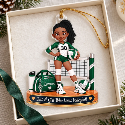 Personalized Acrylic Ornament, Girl Who Loves Volleyball Design, Creative Keepsake Gift for Granddaughter