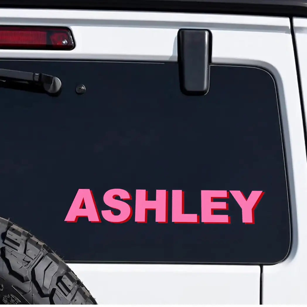 Bold Pink Sticker Decal for Car Windows, Personalized Lettering Keepsake, Creative Gift for Friends