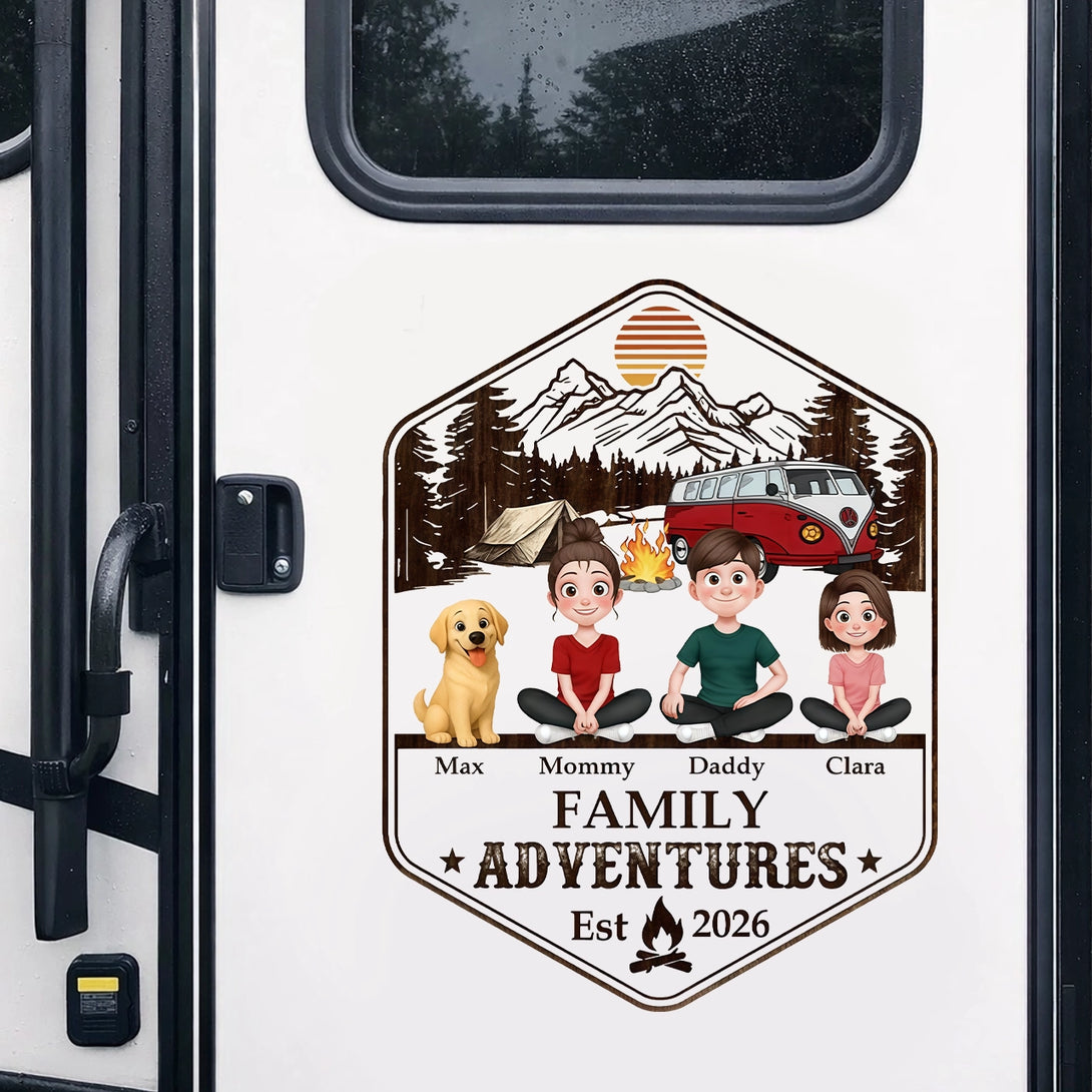 Family Things Sign Sticker Family Adventures Sticker Decal, Custom Mountain RV Decor, Creative Gi ...