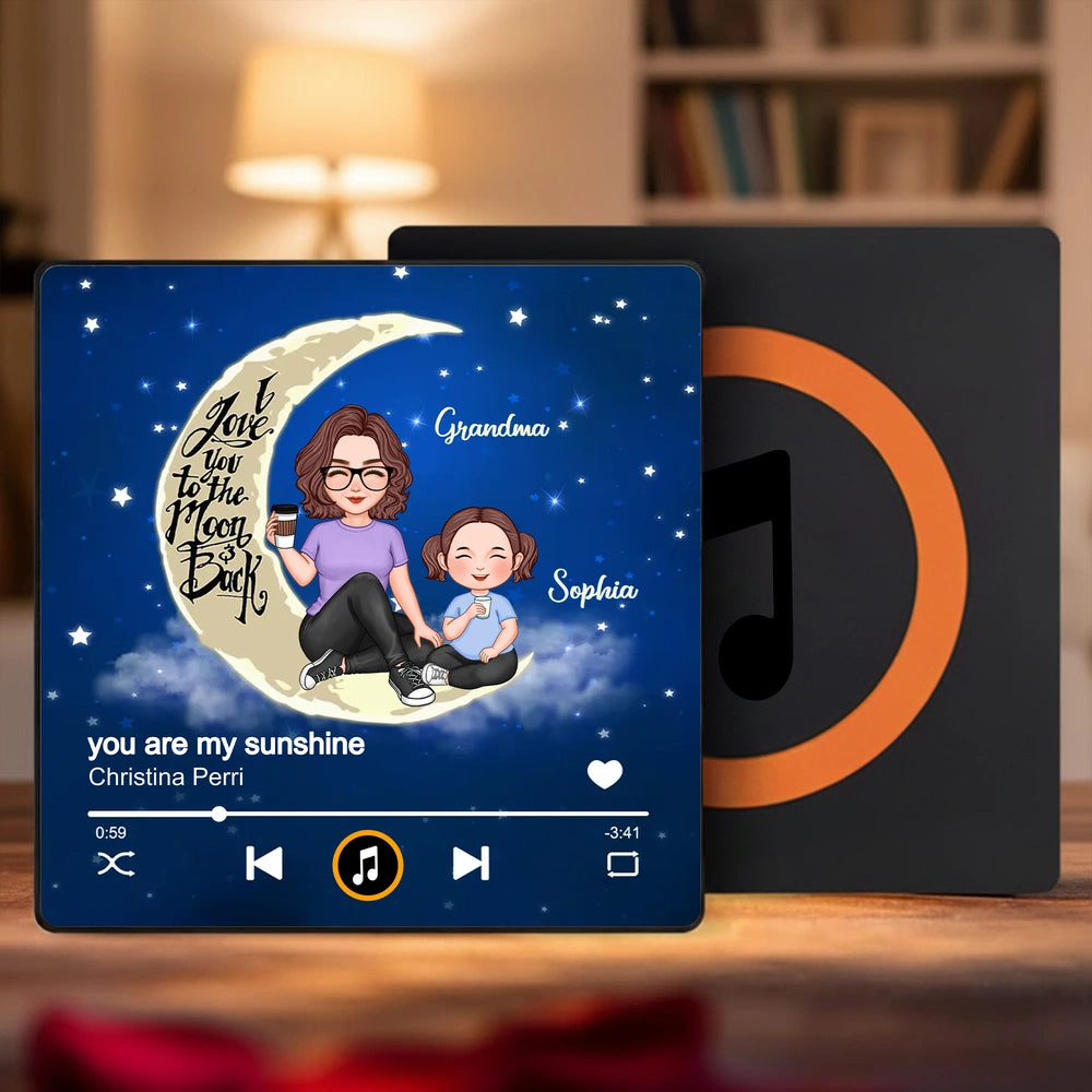 Acrylic Music Magnet I Love You to the Moon and Back Grandma and Grandkid Cute Fridge Decoration Unique Gift